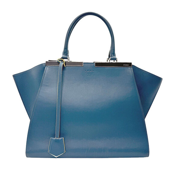 Fendi Handbags - Fendi Trois Jours Leather Shoulder Bag Blue